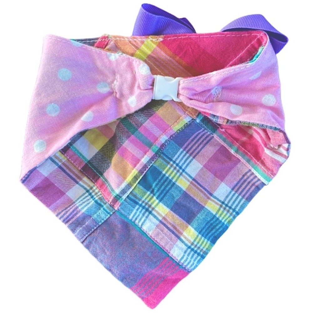 Reversible Plaid Dog Bandana Small